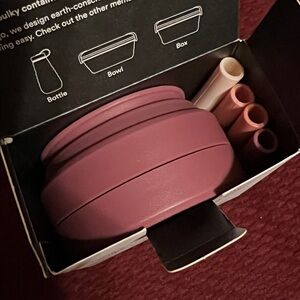 Stojo Collapsible Cup with 4 Reusable Straws - Mauve / Pink